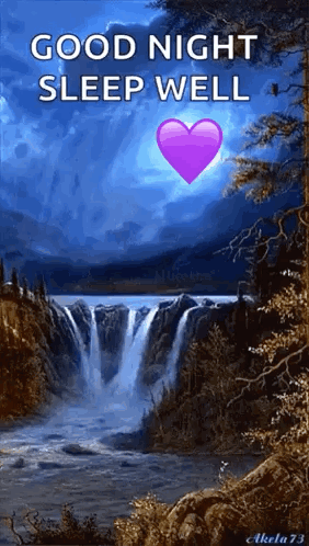 Good Night Sleep Well Waterfall Heart GIF