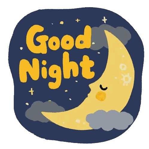 Good Night Sticker with Crescent Moon