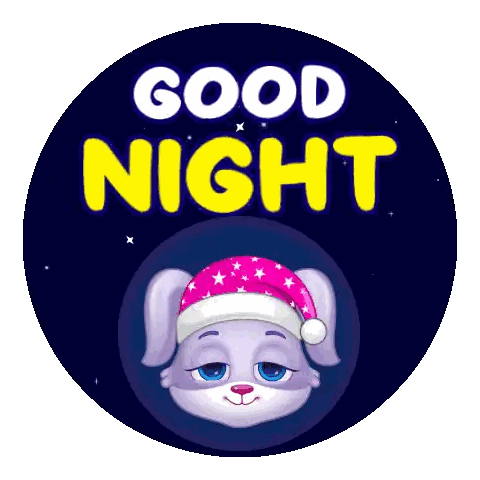 Good Night Sticker With Dog Wearing Hat