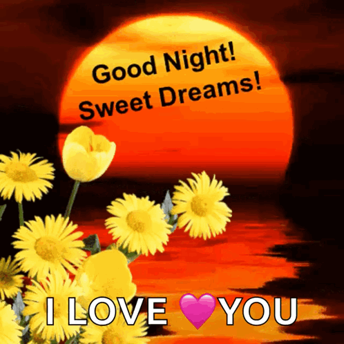 Good Night Sweet Dreams Card With Flowers GIF
