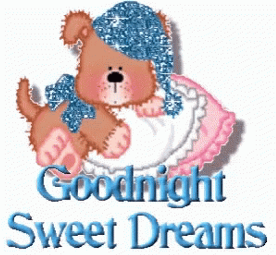 Good Night Sweet Dreams Glittery Bear GIF