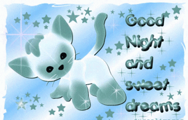 Good Night Sweet Dreams Green Cat GIF