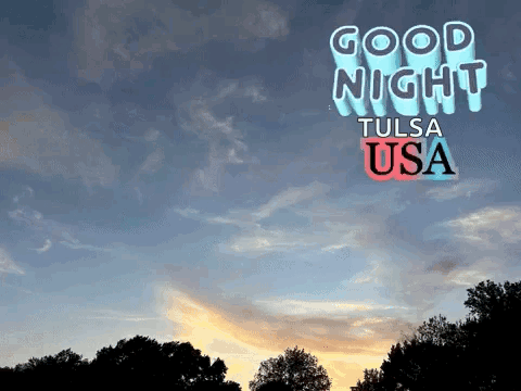 Good Night Tulsa USA Sign With Sunset