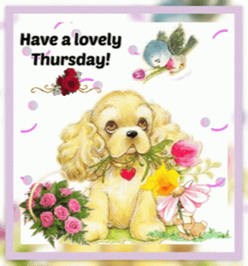 Good Thursday Morning Dog Flowers GIF