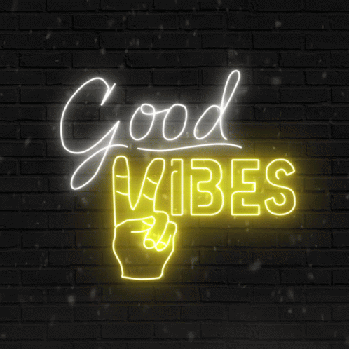 Good Vibes Neon Peace Sign GIF