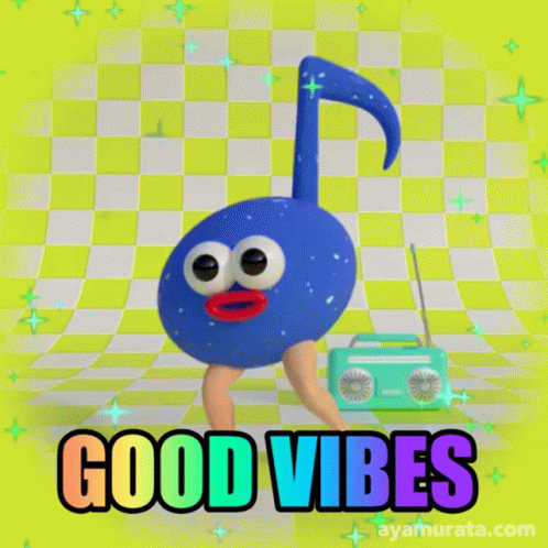 Good Vibes Musical Note Cartoon GIF