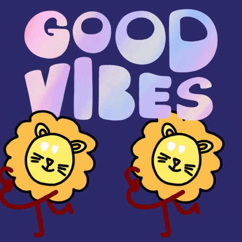 Good Vibes Dancing Lion Heads Animation GIF