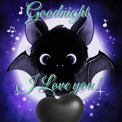 Goodnight I Love You Card With Bat And Heart GIF