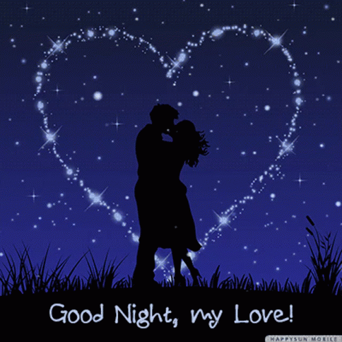 Goodnight Love Silhouette Under Blue Sky GIF