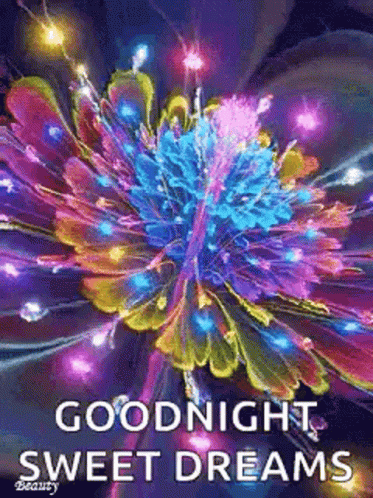 Goodnight Sweet Dreams Card With Colorful Flower And Lights GIF