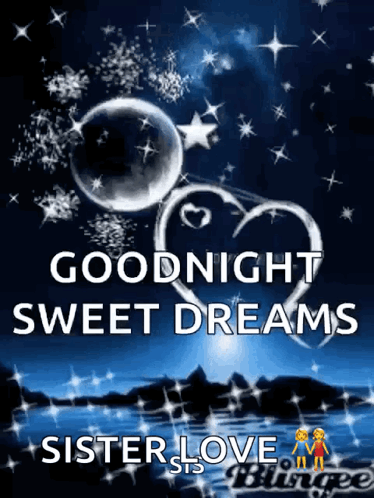 Goodnight Sweet Dreams Greeting Card With Hearts And Stars GIF