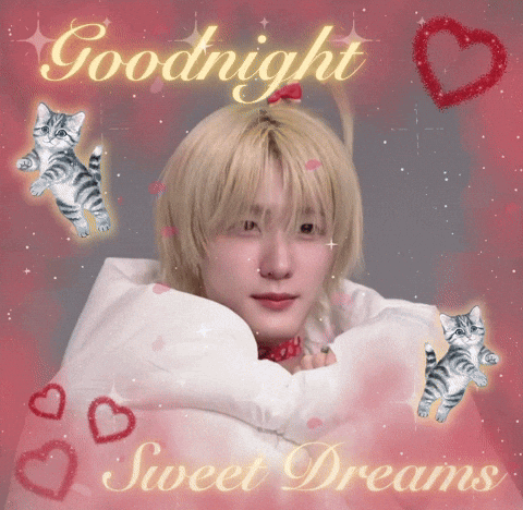 Goodnight Sweet Dreams Poster With Boy And Cats GIF