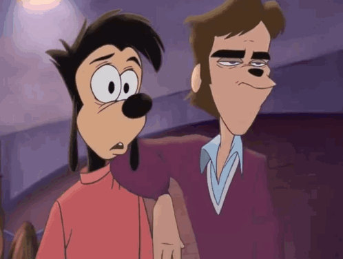 Goofy and Man Making Funny Faces