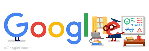 Google Logo Cartoon Character Teaching Math