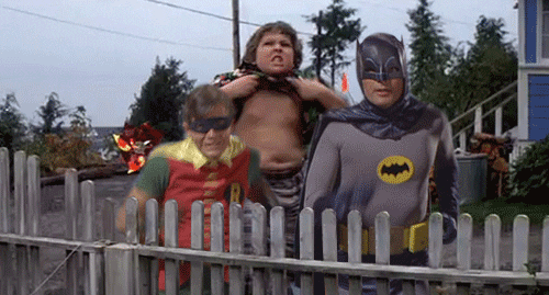 Goonies Hey You Guys Chunk Dancing With Batman And Robin GIF