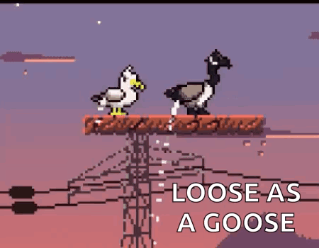 Goose And Bird Standing On Platform Pixel Art GIF