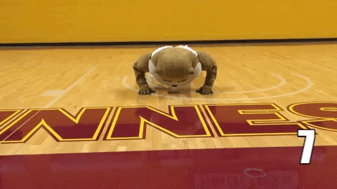 Gophers Mascot Doing Push Ups GIF