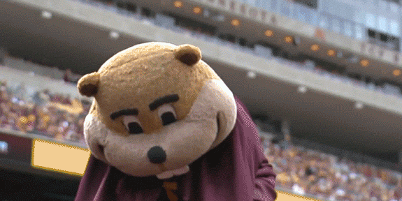 Gophers Mascot Feeling Mighty In Cape GIF