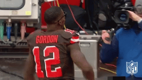 Gordon in Brown and Red Jersey Number 12