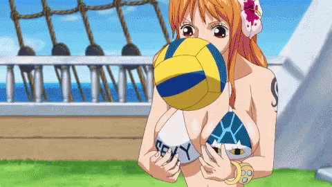 Gorgeous One Piece Nami Volleyball GIF