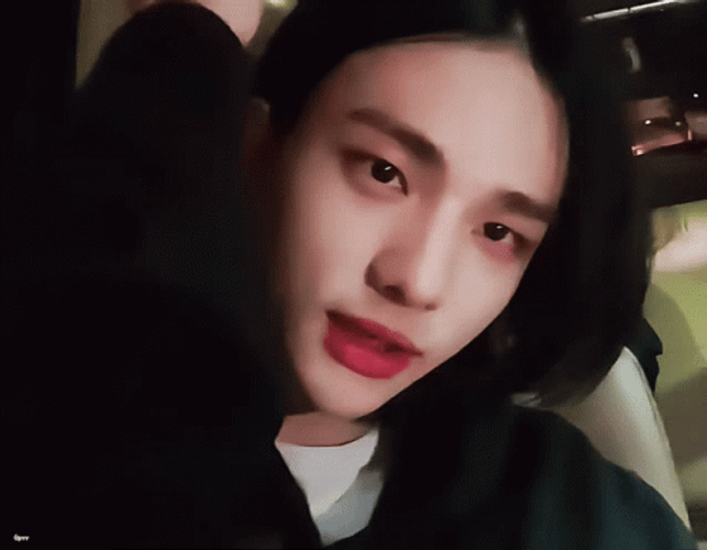 Gorgeous Rapper Hyunjin Finger Heart GIF