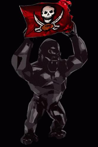Gorilla Holding Flag With Skull And Crossbones GIF