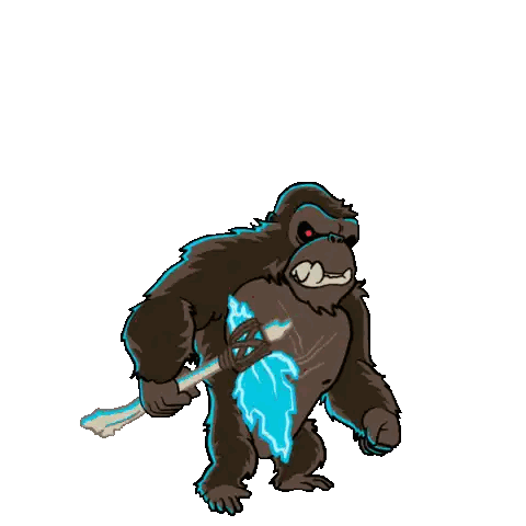 Gorilla Holding Spear With Lightning