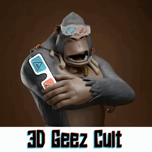 Gorilla In 3D Glasses With 3D Geez Cult GIF