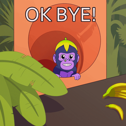 Gorilla on Slide Saying Ok Bye