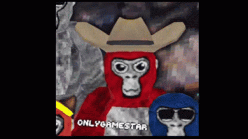 Red Gorilla Tag With Cowboy Hat GIF