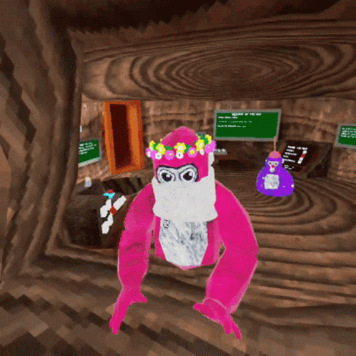 Pink Gorilla Tag Having A Skill Issue GIF