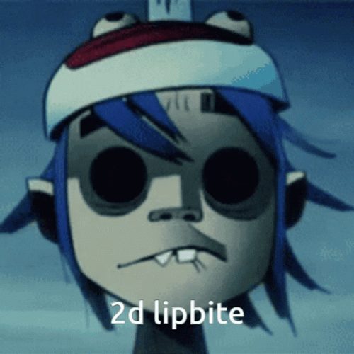Gorillaz 2D Lip Bite GIF