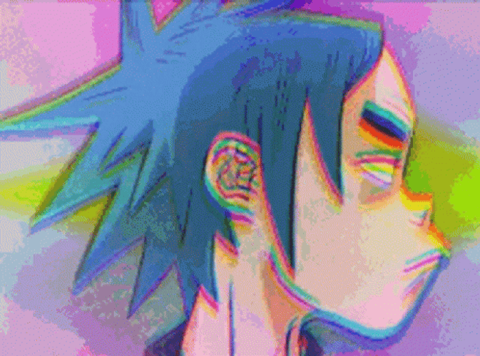 Gorillaz 2D Nodding Head Glitch GIF