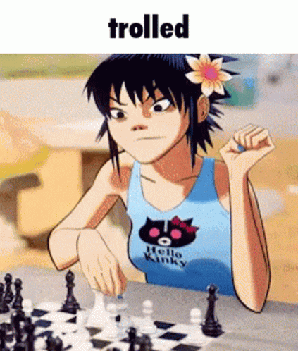 Gorillaz Noodle Playing Chess Trolled GIF