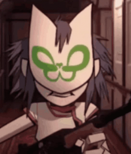 Gorillaz With Mask Holding Gun GIF