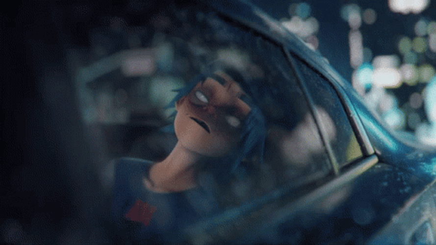 Gorillaz Inside Car Sleeping GIF