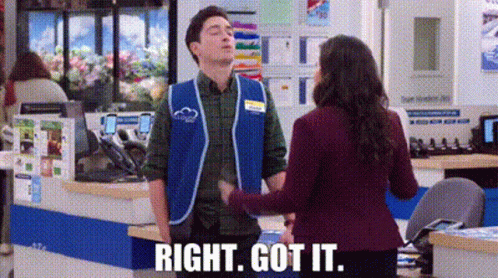 Superstore Ben Feldman Saying Right Got It GIF