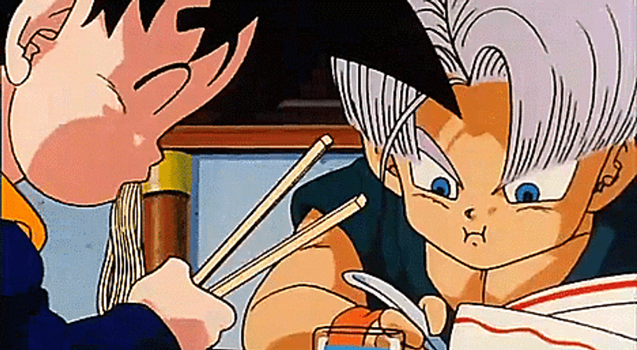 Goten And Trunks Eating Together GIF