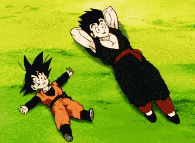 Goten Lying With Goku GIF
