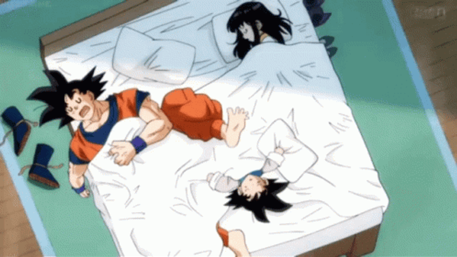 Goten Sleeping With Goku And Chichi GIF
