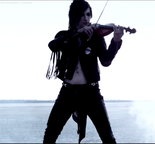 Goth Playing Violin By The Lake GIF