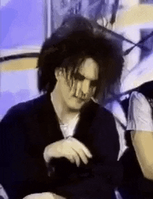 Goth Robert Smith Hair Flip GIF