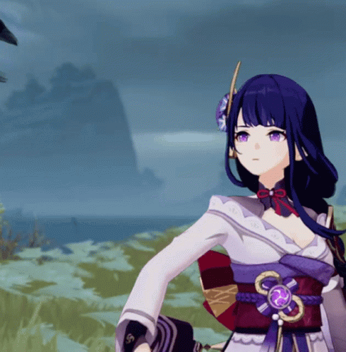 Graceful Raven On Raiden Shogun's Arms. GIF