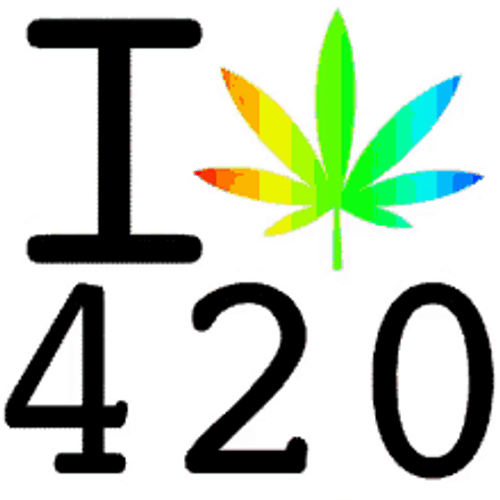 Gradient Marijuana Leaf I Love 420 GIF