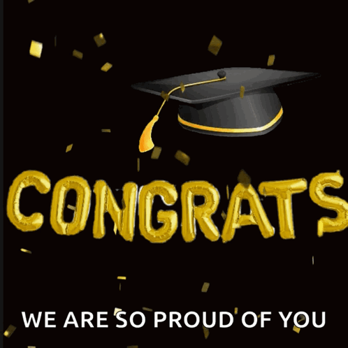 Graduation Cap And Confetti Congratulations Card GIF