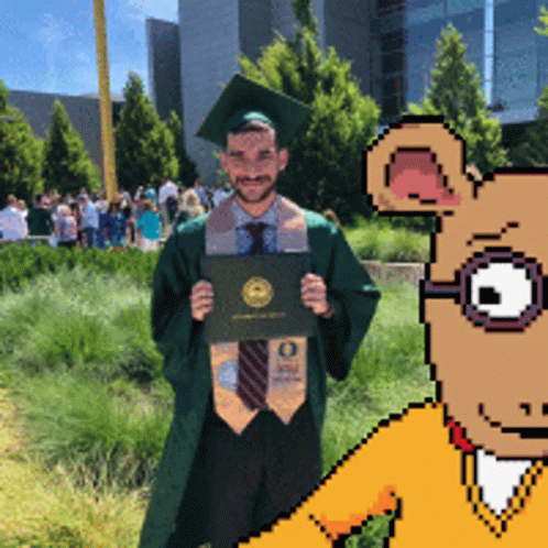 Graduation Cap and Gown Man Holding Diploma
