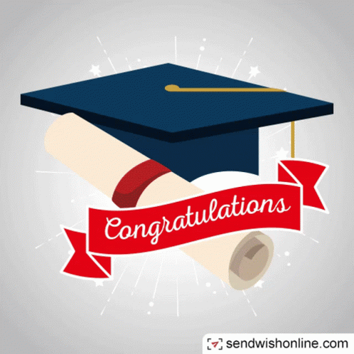 Graduation Cap And Scroll Congratulations Card GIF