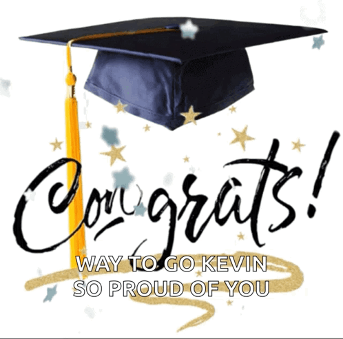 Graduation Cap Saying Congrats Kevin GIF