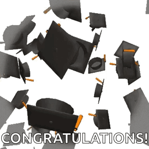 Graduation Caps Falling With Congratulations GIF