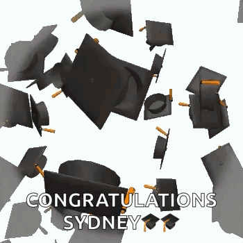 Graduation Caps Falling with Congratulations Sydney